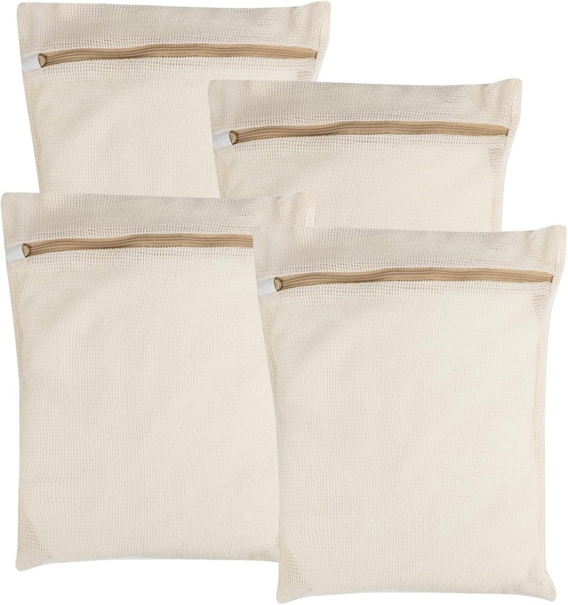 NAHADS 4-Piece Medium Durable Organic Cotton Mesh Laundry Bags with Sturdy Zippers and Breathable Mesh are Delicate Laundry Bags for Underwear, Clothes, Pants and Socks - Image 1